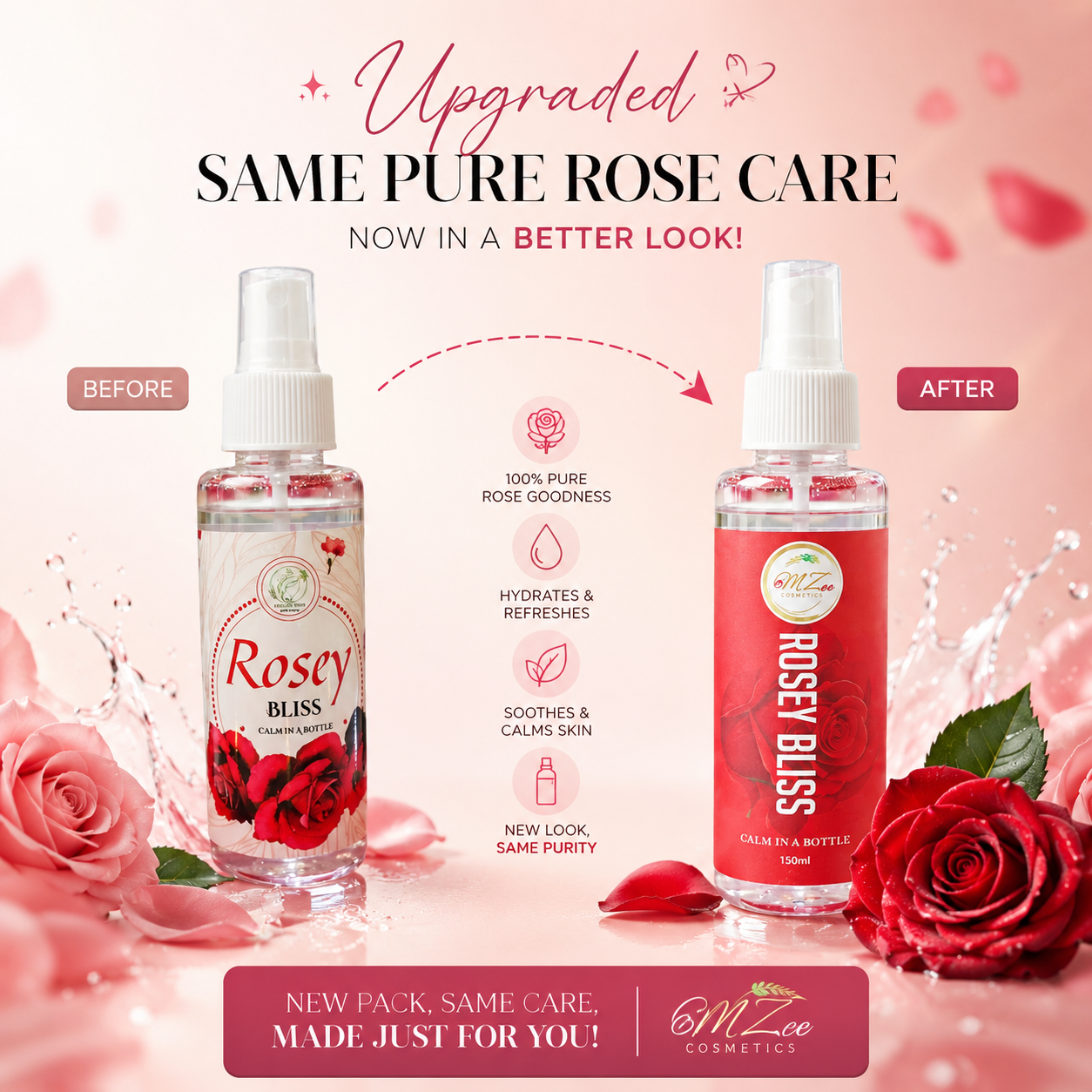 Rosy Bliss(Rose water) 100%pure steamed distilled (150ml) - Image 2